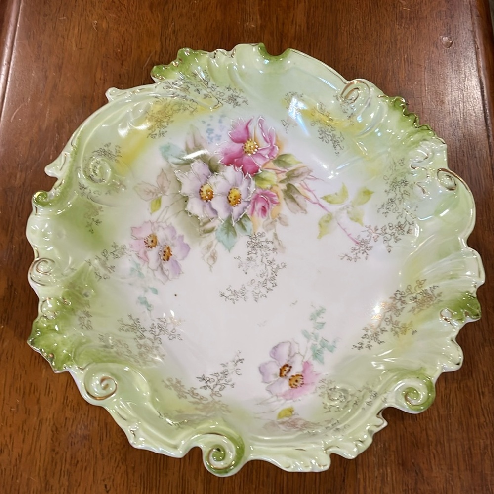 RS Prussia Antique Hand Painted Floral Mold Bowl